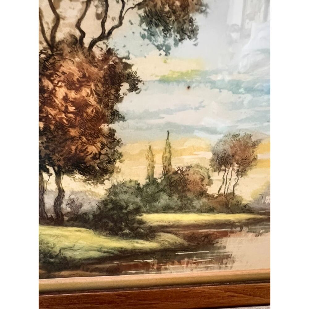 Vintage Collectable Landscape Lithograph Print Framed 19x17" By L Benard - Picture 11 of 16